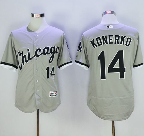 White Sox #14 Paul Konerko Grey Flexbase Authentic Collection Stitched MLB Jersey - Click Image to Close